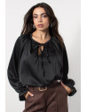Satin Baloon Blouse - Black