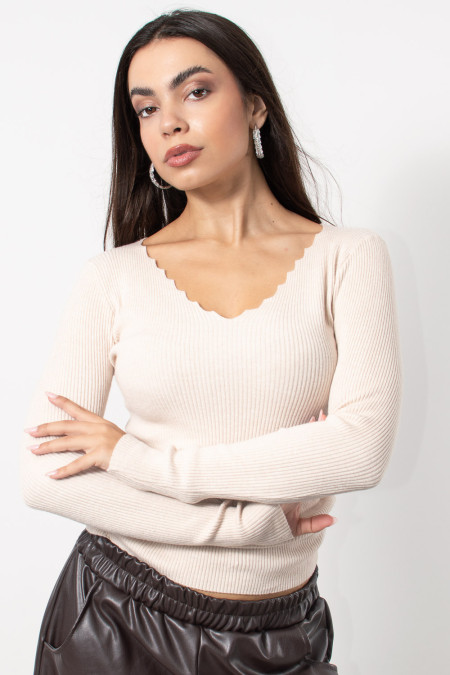Rib Top Longsleeve - Cream