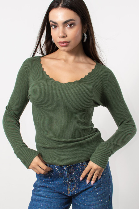 Rib Top Longsleeve - Khaki