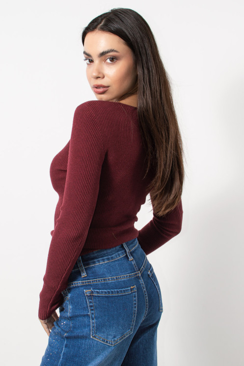 Rib Top Longsleeve - Burgundy