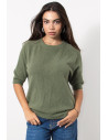 Short Sleeve Knitted Top - Khaki