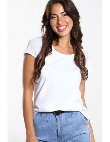 Γυναικείο T-shirt Βαμβακερό φλάμα με κοντά μανίκια σε λευκό χρώμα.