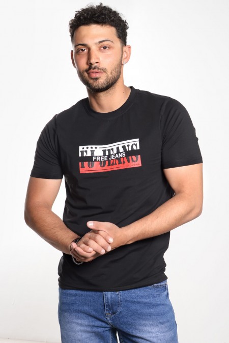 Men's T-Shirt with Stamp - Black