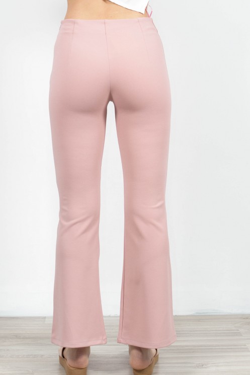 Elastic Flared Trousers - Pink
