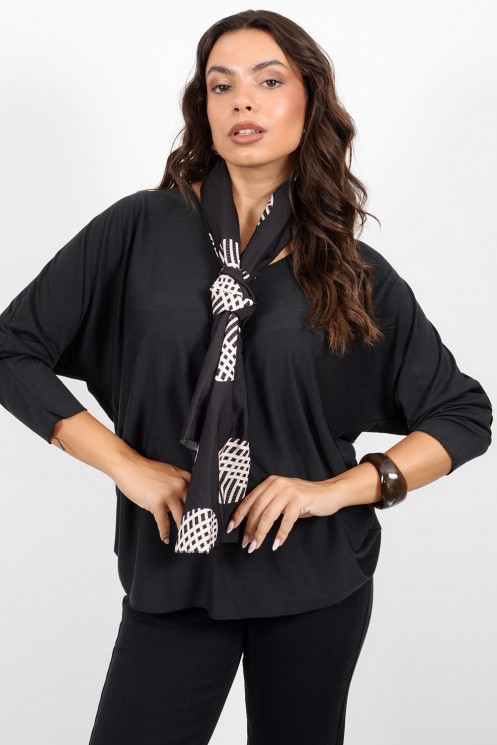 Blouse with scarf - Black