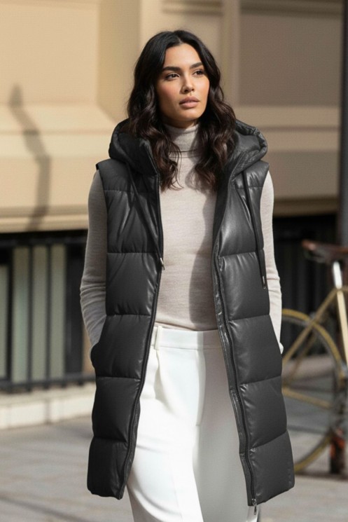 copy of Sleeveless Leather Jacket - Black