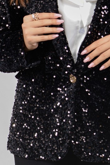 Σακάκι με Παγιέτες - Μαύρο