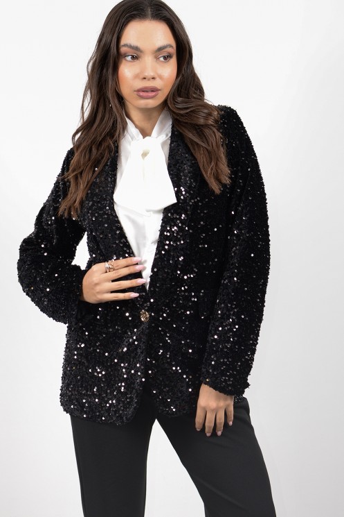 Σακάκι με Παγιέτες - Μαύρο