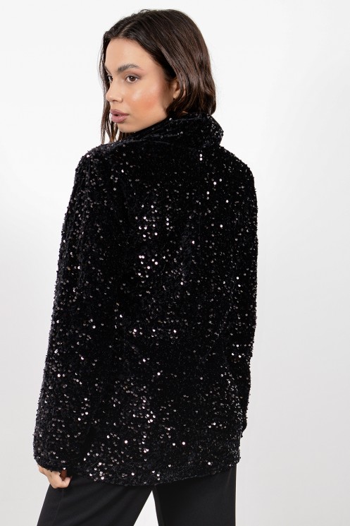 Σακάκι με Παγιέτες - Μαύρο