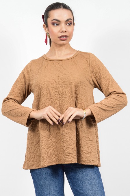 Textured Oversized Blouse - Beige 2