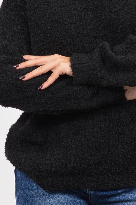 Πλεκτό Πουλόβερ Μπουκλέ - Μαύρο 2