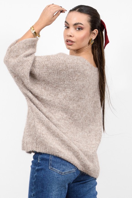 Oversized Soft Sweater - Beige 2