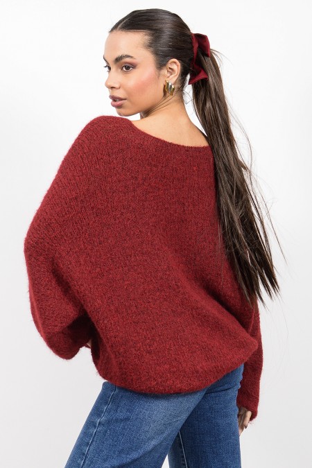 Oversized Soft Sweater - Red 2