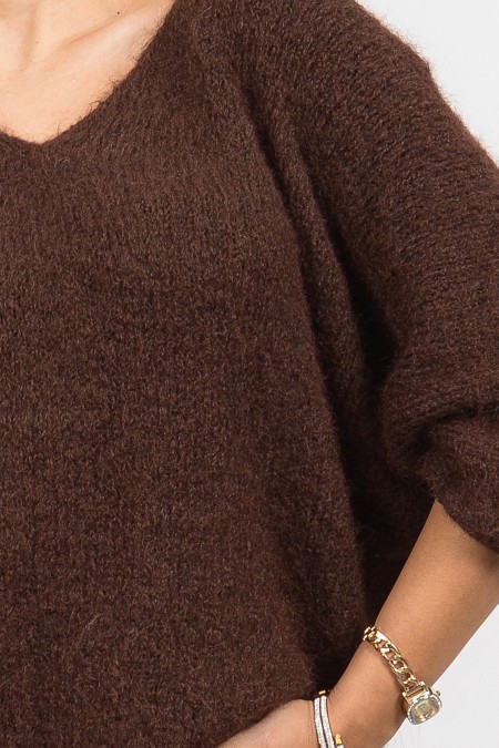 Oversized Soft Sweater - Brown 2
