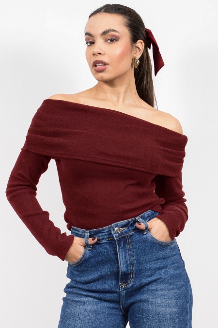 Off Shoulder Top - Bordeaux