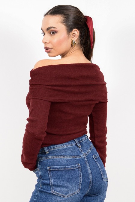 Off Shoulder Top - Bordeaux 2