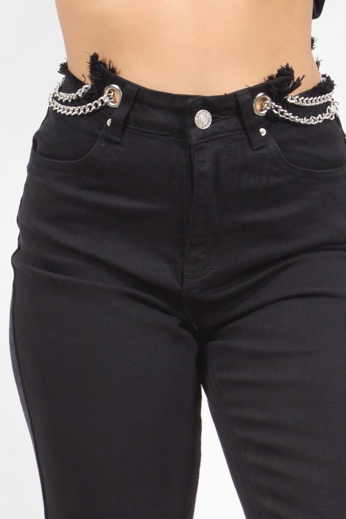 Τζιν Παντελόνι με Αλυσίδες - Μαύρο