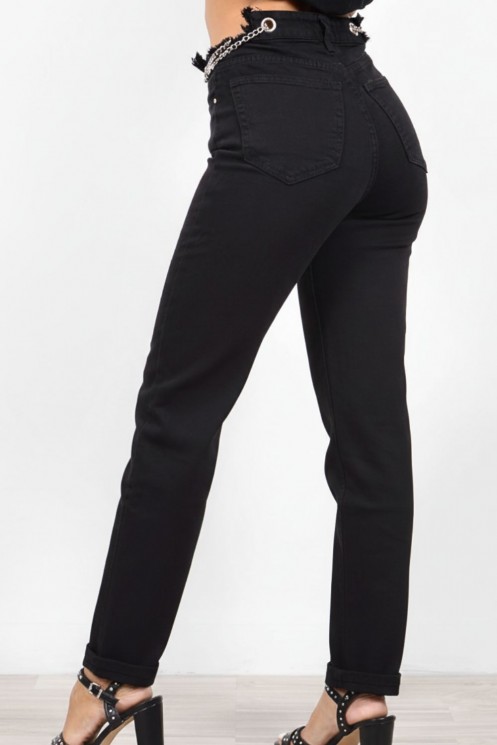 Τζιν Παντελόνι με Αλυσίδες - Μαύρο