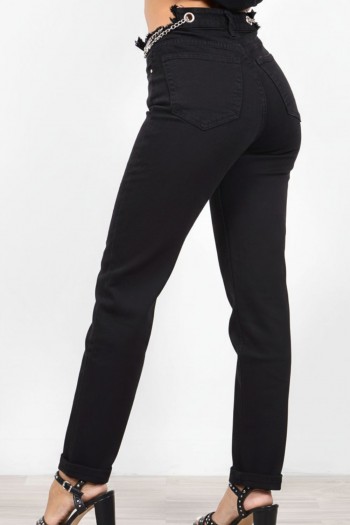 Τζιν Παντελόνι με Αλυσίδες - Μαύρο