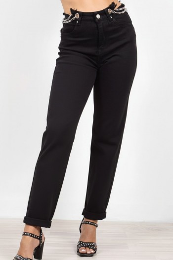 Τζιν Παντελόνι με Αλυσίδες - Μαύρο