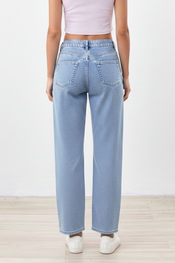 Τζιν Παντελονι Wide Leg με Στρας