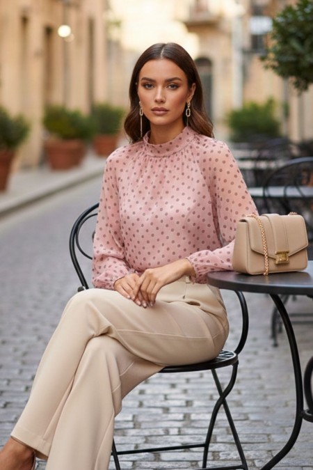 Polka Dot Blouse- Pink