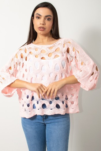 Knitted Summer Blouse - Pink