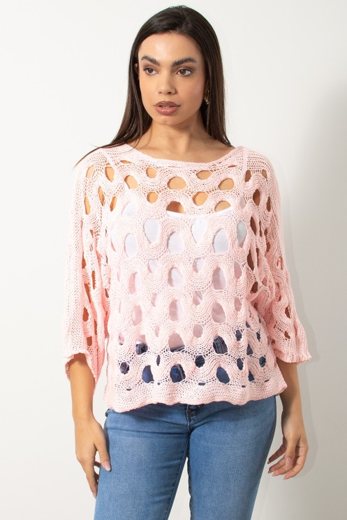 Knitted Summer Blouse - Pink