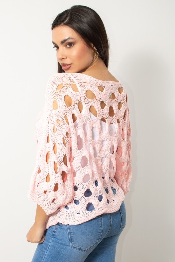 Knitted Summer Blouse - Pink