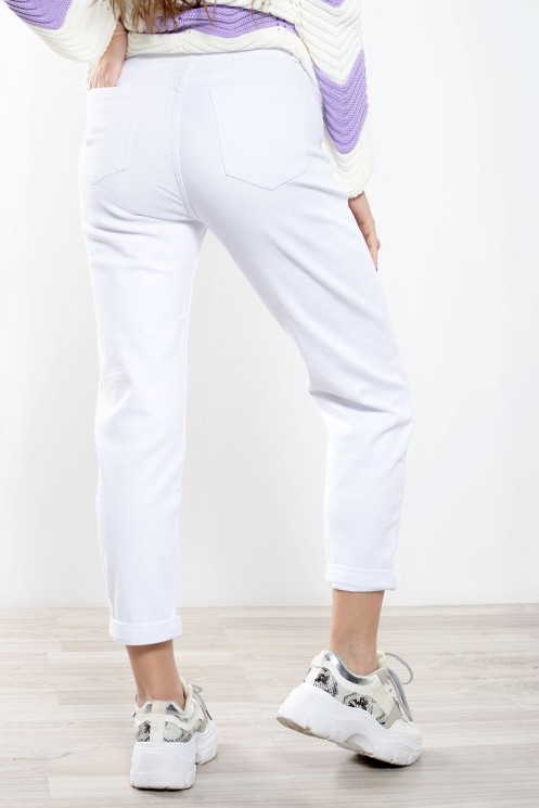 Τζιν Παντελόνι Mom Fit - Λευκό
