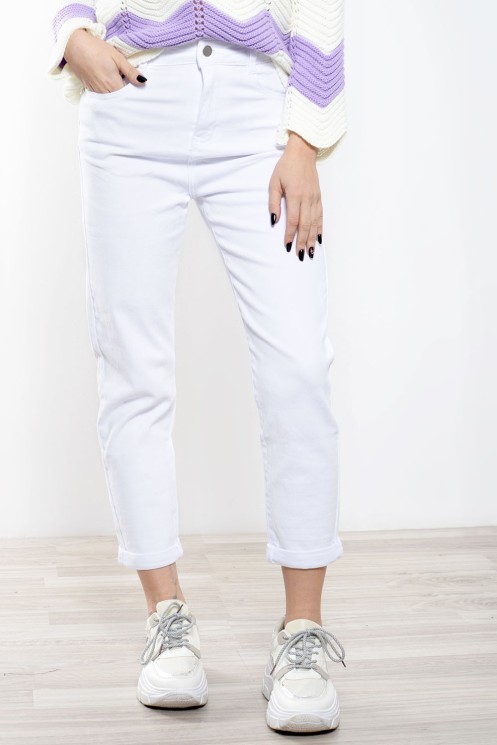 Τζιν Παντελόνι Mom Fit - Λευκό