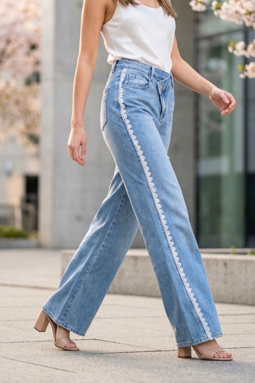 Τζίν Wide Leg με Τρέσα
