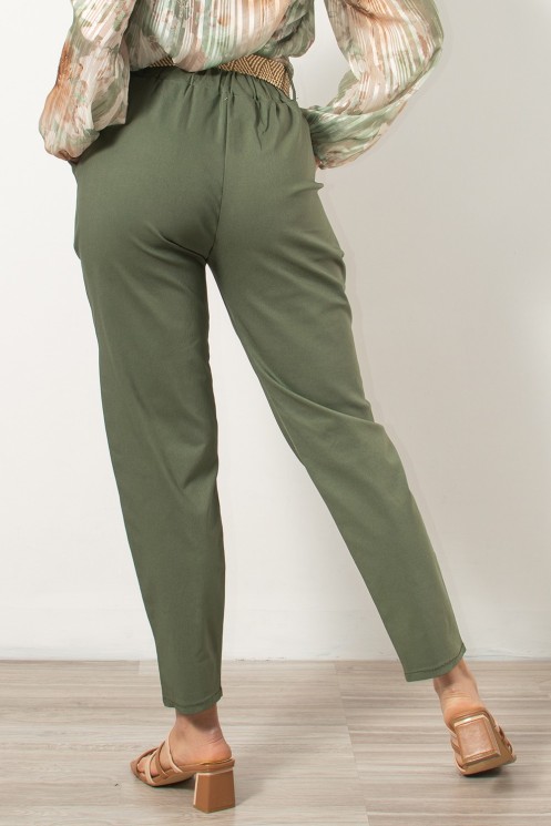 Slim Trousers with Belt - Khaki
