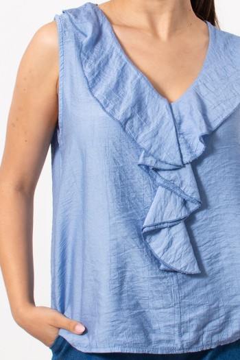 Frilled Top - Blue