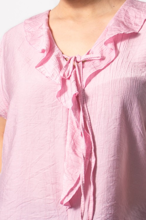 Frilled Tie Top - Pink