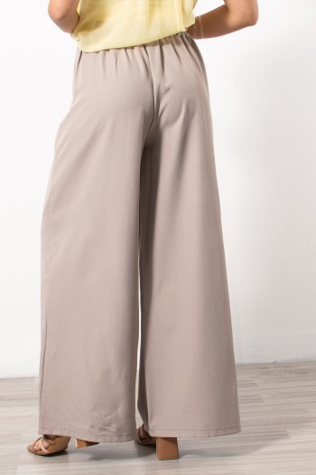 Palazzo Pants with Polka Dot Belt - Beige
