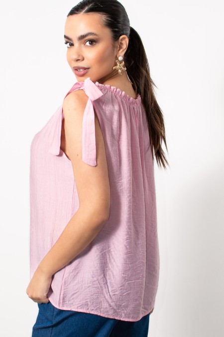 Halter Top with Neck Tie - Pink 2