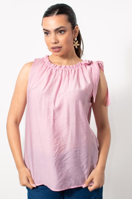 Halter Top with Neck Tie - Pink