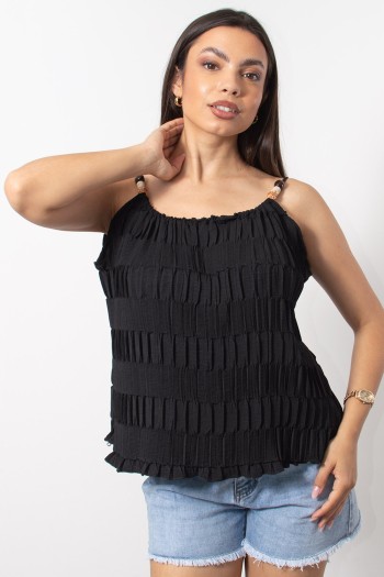 Top with Beads - Black