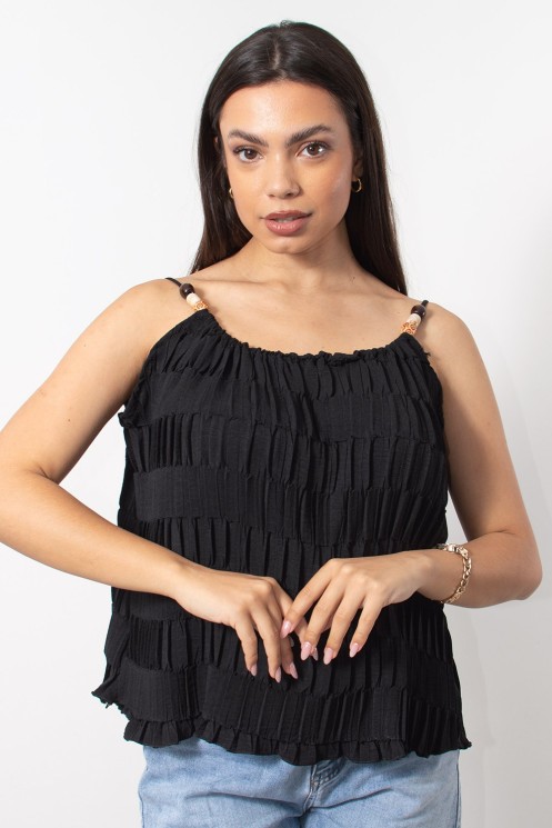 Top with Beads - Black